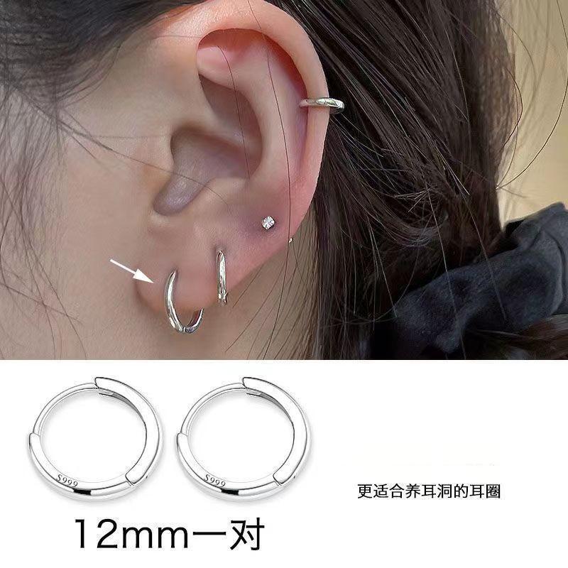 3Pair Stainless Steel Minimalist Huggie Hoop Earrings for Women Gold Color Tiny Round Circle 8/10/12mm Punk Unisex Rock Earring