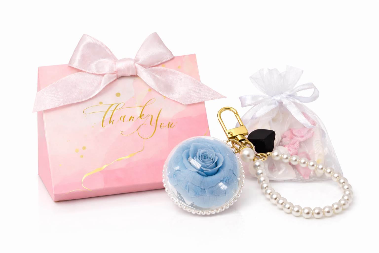 [MELIA I FLEUR] Подарок из стабилизированных цветов для женщин, Брелок-шарм, Роза, Жемчужно-синий [MELIA CHARM]