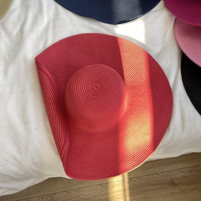 Oversized Brim Straw Hat Women's Summer Seaside Sunshade Sun Protection Hat Outdoor Travel Vacation Beach Hat Summer Hat Women's