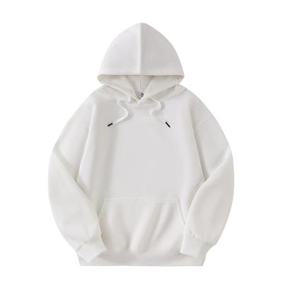 Men Solid Color Loose Large Size Casual Sports Jacket Plus Velvet Thickened Couple Top Hooded Pullover Sweatshirt