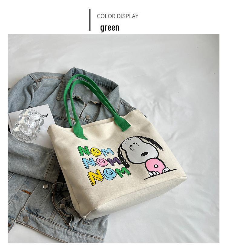 Large Cartoon Print Canvas Tote – Colorful, Cute, Versatile Handbag for Women