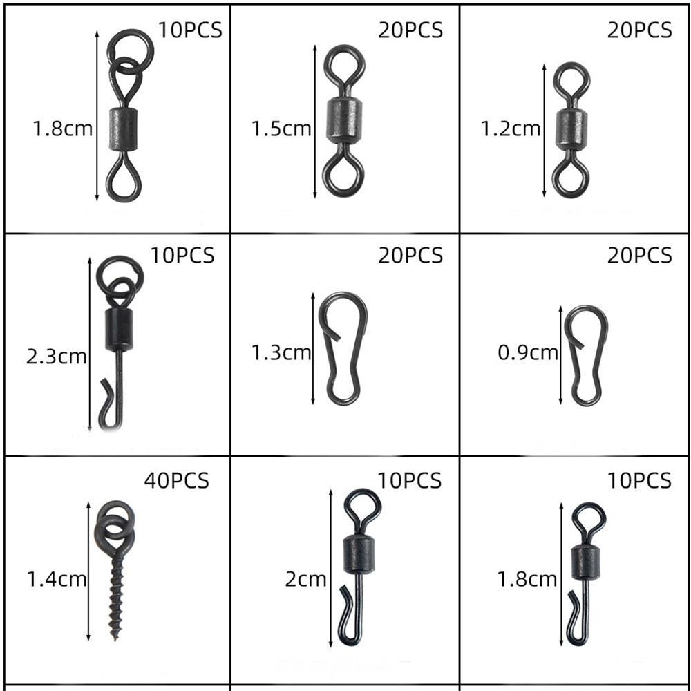 420Pcs/Case Carp Fishing Tackle Kit Including Boilie Bait Screw Accessories Swivels Hooks Anti Tangle Sleeves Hook Stop Beads