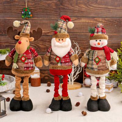 Christmas Gnome Plush Doll Retractable Legs Santa Claus Snowman Elk Ornament Adjustable Standing Figurine Decoration