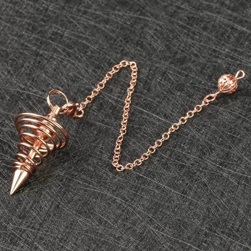 Dowsing Witch Spiritual Copper Pendulum Pointed Meditation Energy Spiral Metal For Women Girls