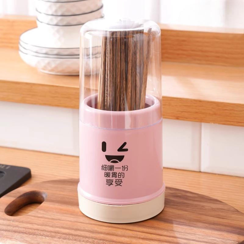 Kitchen Draining Chopstick Bucket Dust-proof Storage Rack Plastic Chopstick CageTableware Covered Storage Cylinder