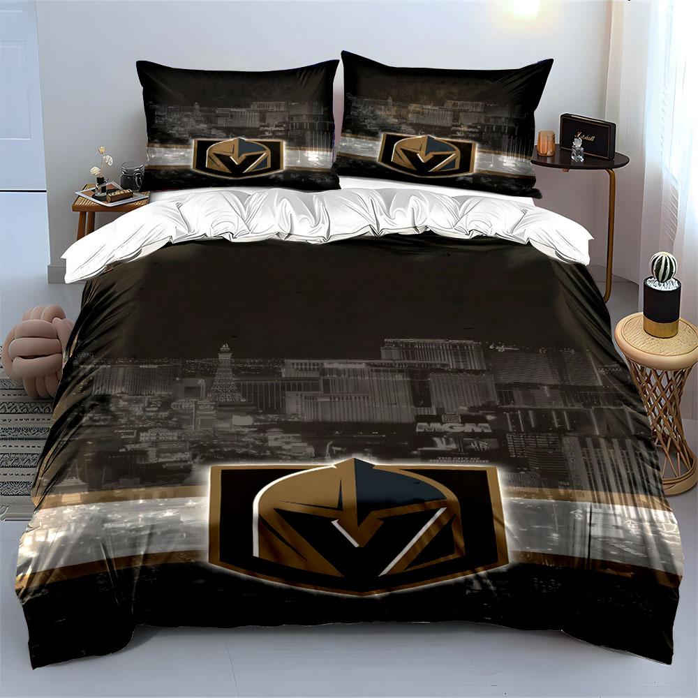"Golden Knight Emblem with City Skyline" Print Bedding Set Duvet Cover Pillowcases (1* Duvet Cover 2* Pillowcases Do Not Include Comforter)