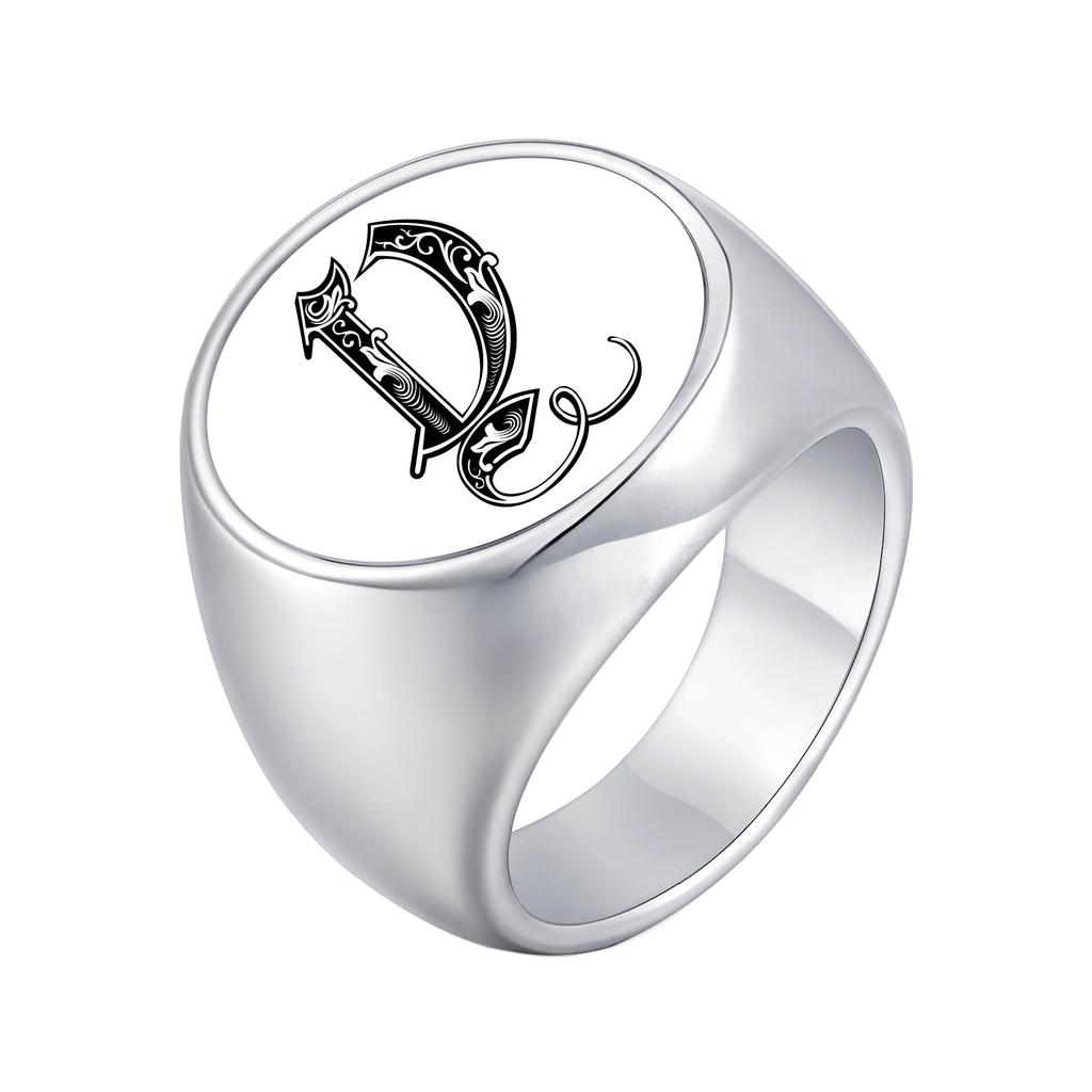 Vnox Personalized Retro Initials Signet Ring for Men, 20mm Wide Band Rings Stainless Steel Letters Custom Jewelry Gifts for Him
