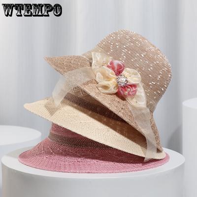 Letnia Nowa Damska Dzianinowa Kapelusz Przeciwsłoneczny Kapelusz Przeciwsłoneczny Oddychający Podróżny Kwiatowy Kapelusz Rybacki dla Mamy