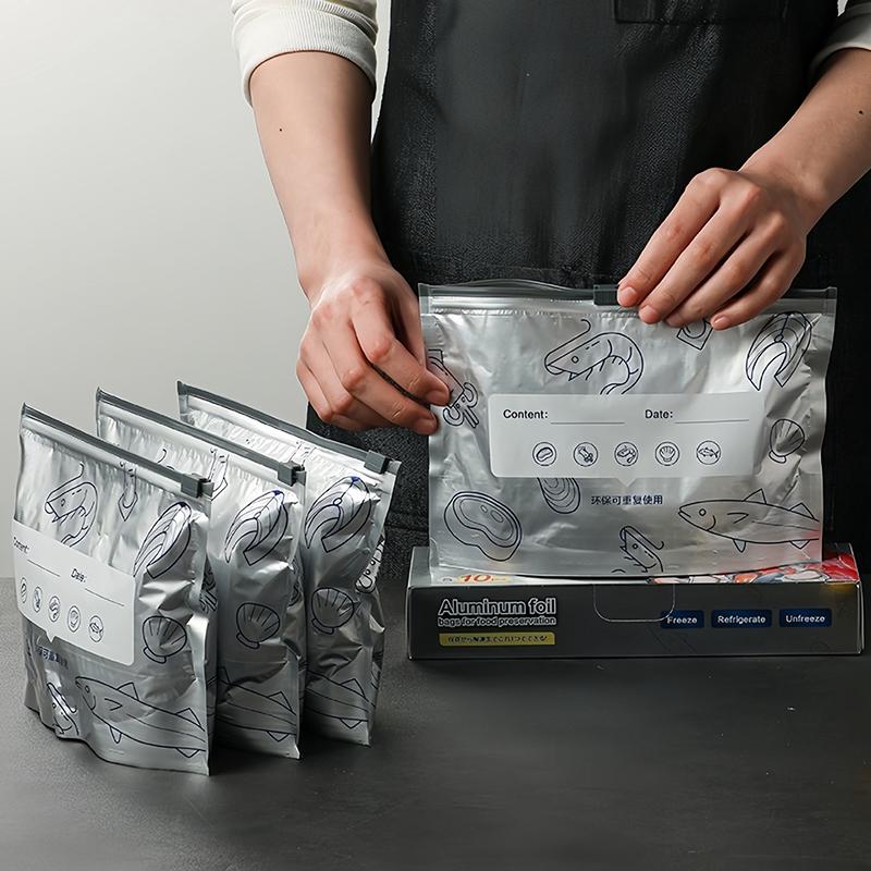 Large Capacity Aluminum Foil Food Storage Bags - Leakproof, Freezer Safe, Reusable with Zip Lock (100 Pcs)