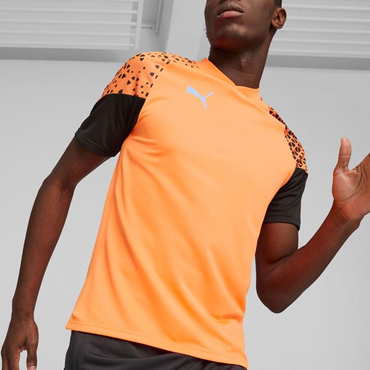 PUMA Individualcup Training Jersey with V-Neck and Short Sleeves Men Tops Orange 658289-50