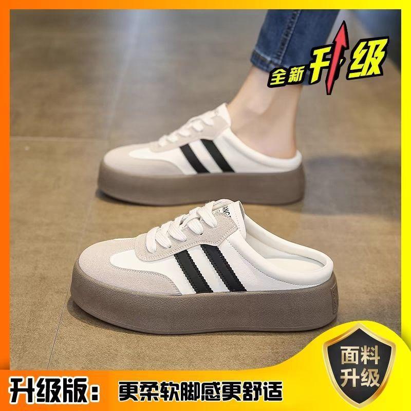 Half slippers women's spring and summer outer wear 2025 new super fire thick-soled bag head slippers lazy one-pedal shoes canvas shoes