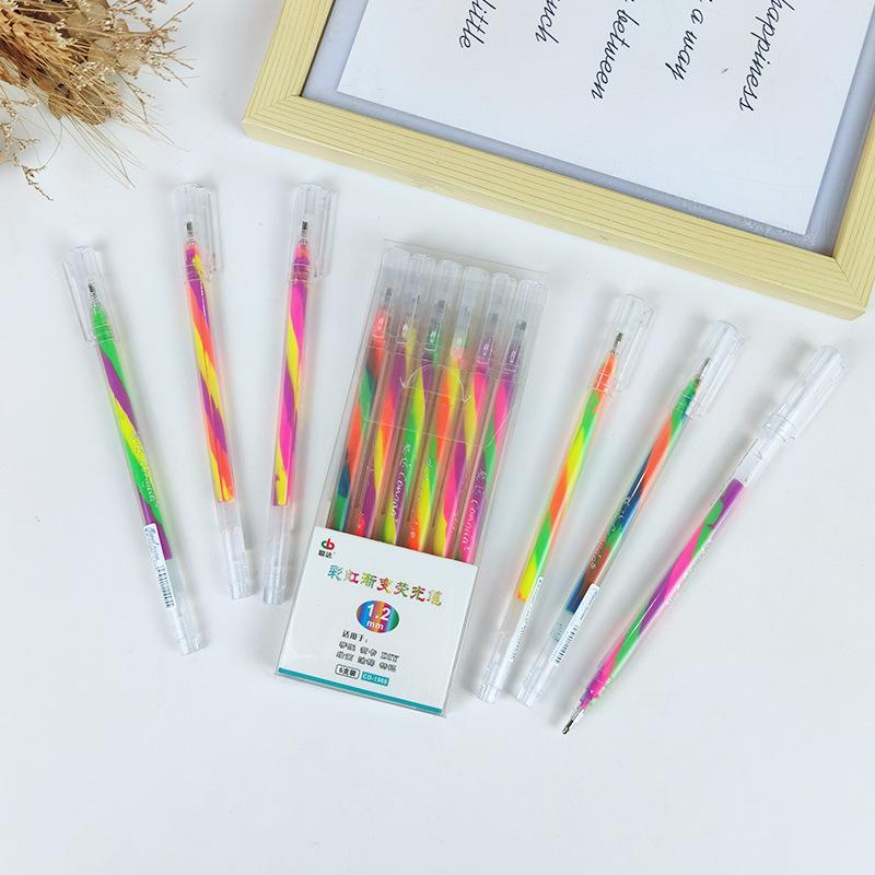 Three-Color Gradient Rainbow Pen - Dreamy Rotating Neutral Marker for Students
