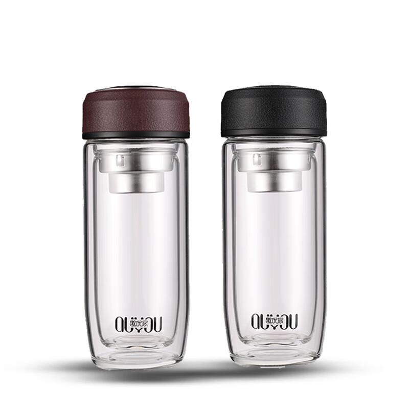 Quyoujia Double-Layer Glass Business Water Bottle