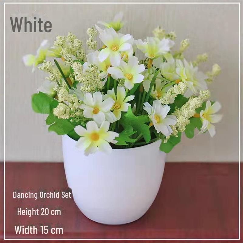 Decorative Small Artificial Potted Flowers Set for Home and Living Room Decor
