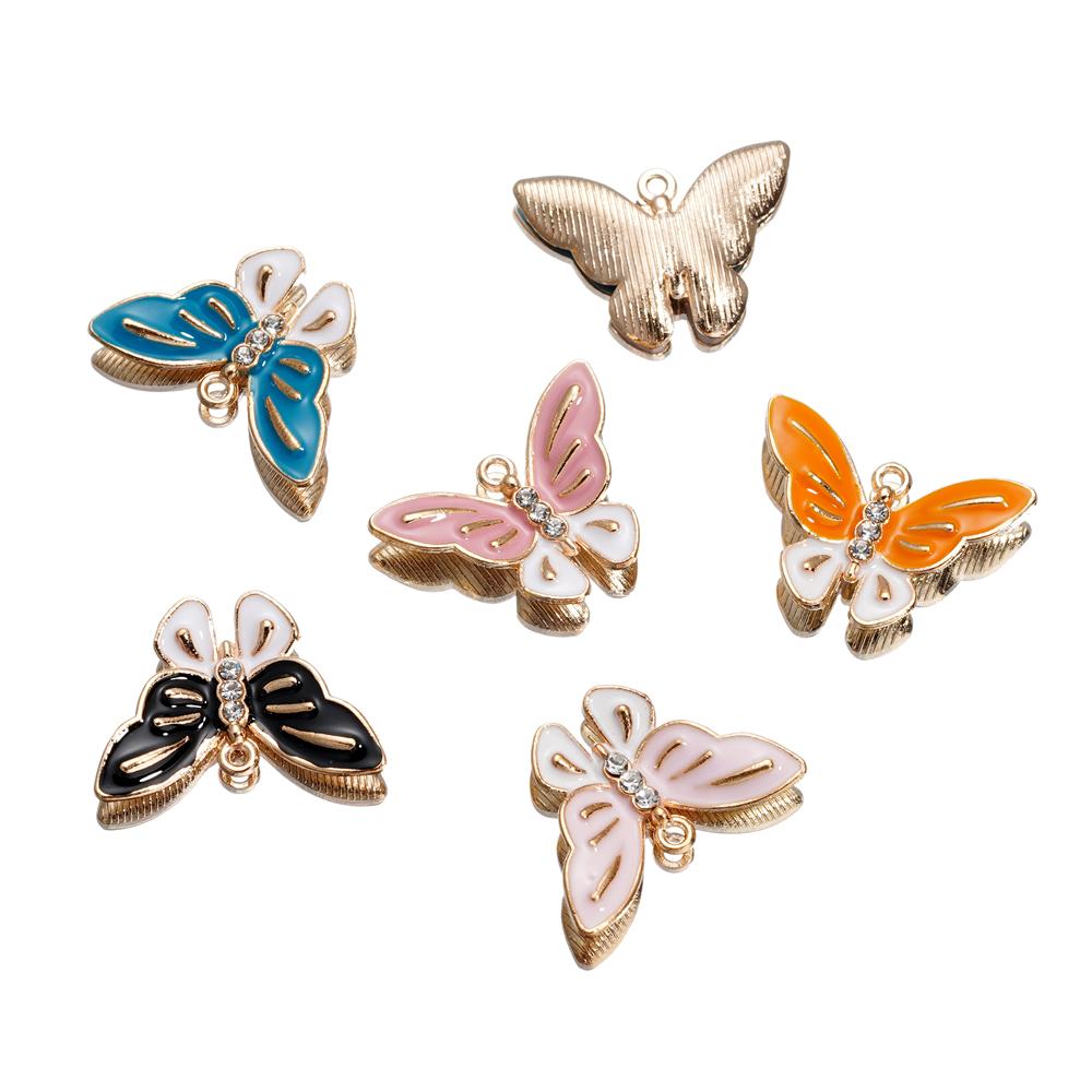 4Pcs/Lot 4 Styles Alloy Metal Drop Oil Butterfly Charms Animal Pendant For DIY Bracelet Necklace Jewelry Making Accessories