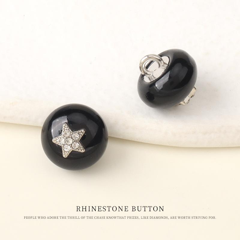 5pcs Resin Metal Pentagram Diamond Button Women'S Cardigan Sweater Small Fragrant Wind Button Shirt Top Button