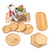 Wooden Bamboo Serving Plate Set Dish Tray Planters Hexagon Rectangle Round Square Fruit Plate Storage Pallet  Kitchen Organizer