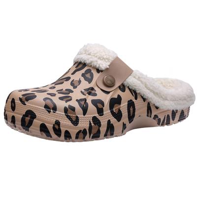 Fashion Shevalues New Fur Lined Clogs Women Waterproof Garden Shoes Winter Fluffy Plush House Slippers Couple Non-slip Fuzzy Slippers