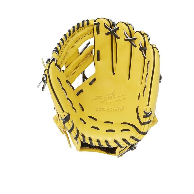 Hi-GOLD Onorekivame OKG-9106 Adult Rubber Baseball Glove Second Baseman Shortstop Right Hand Throw SR Lemon Yellow