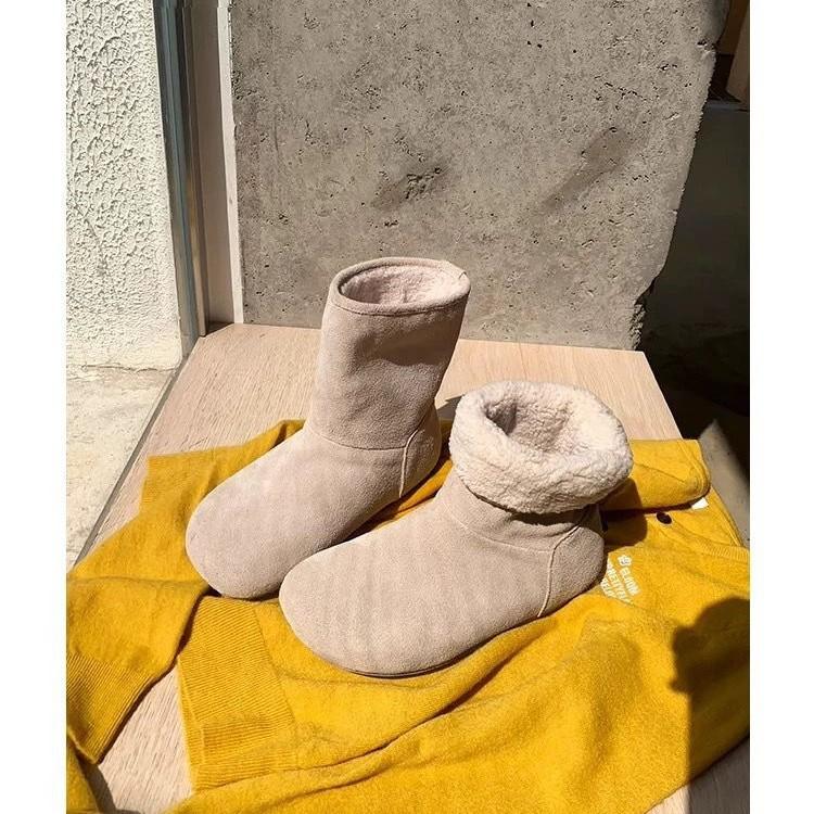 Women's Large Size Soft Sole Heightening Winter Warm Fur One Anti-slip Snow Boots Plush Lined Ankle Boots Outdoor Sports Cotton Boots