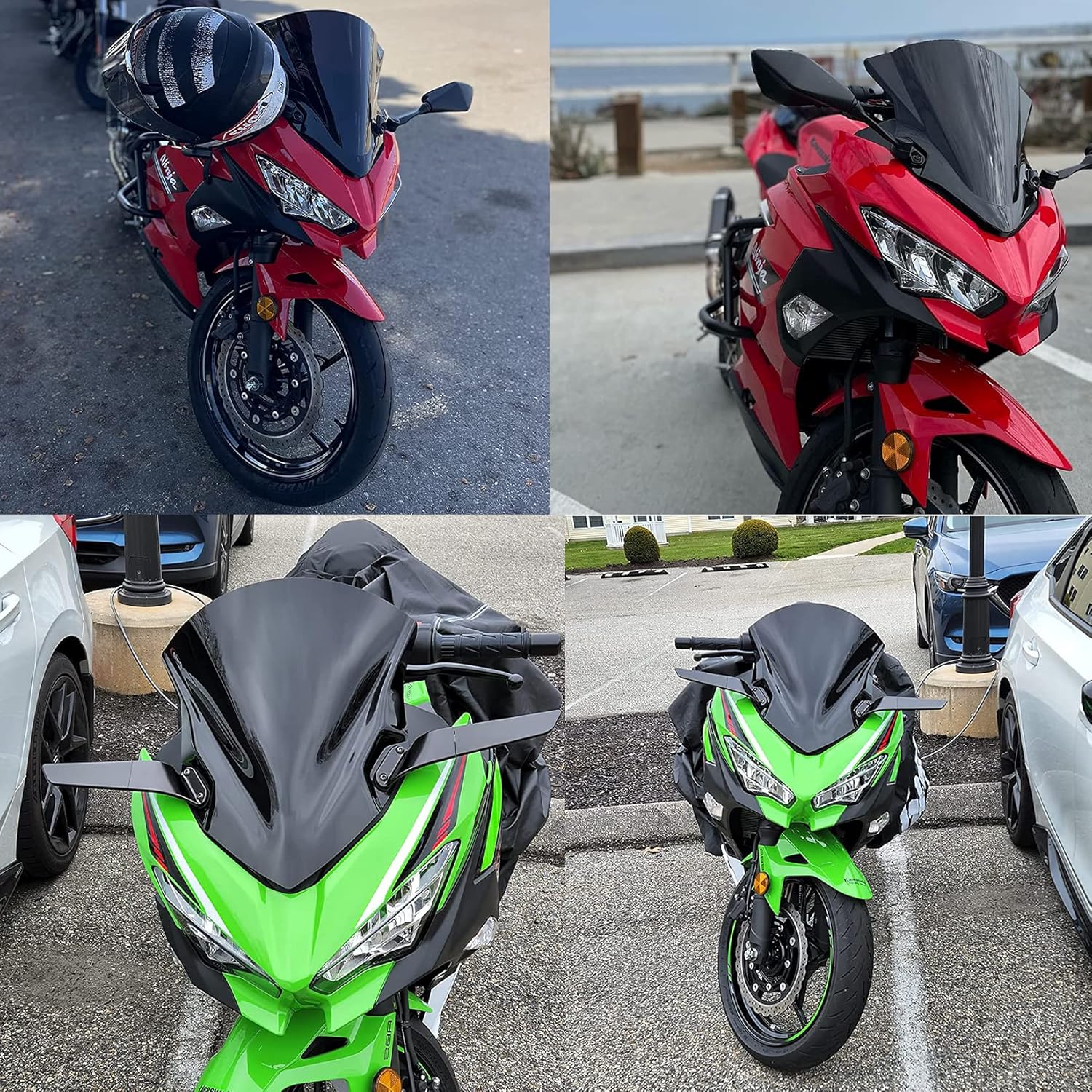 

Windshield Windscreen Double Bubble for Ninja 400 EX400 250 2018 2019 2020 2021 2022 2023 (Black) чёрный