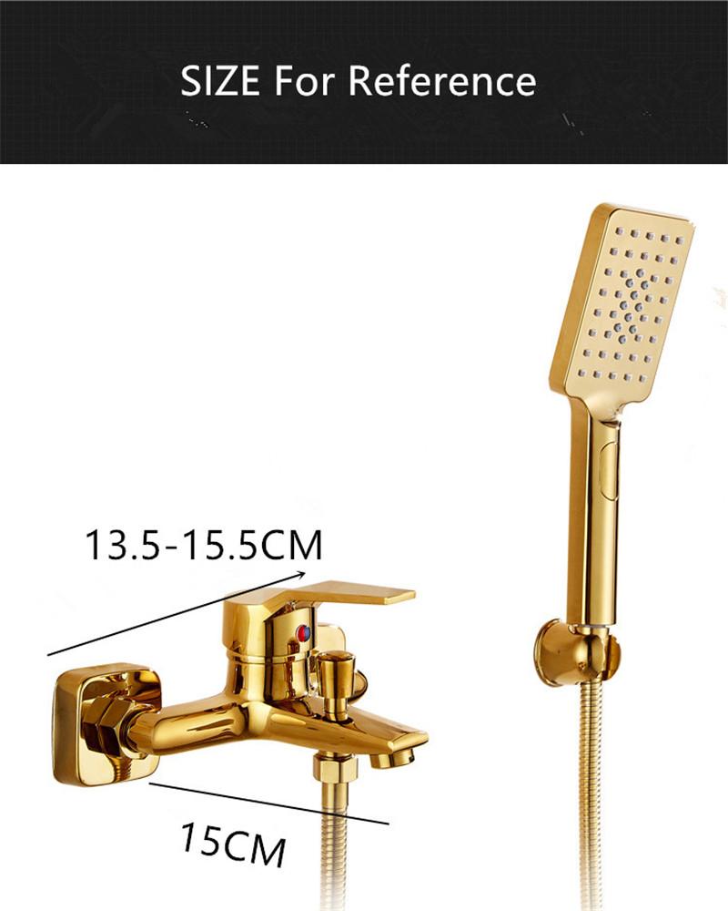 Tuqiu Badewannen- und Duscharmatur-Set, Wandmontage, goldene Duscharmatur, Badezimmer-Mischbatterie für kalte und heiße Badewanne und Dusche, Messing