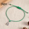 Festive Outfit Accessory for Winter Christmas Braided String Bracelet, Adjustable Handmade Bracelet with Metal Circumference Wrist Jewelry