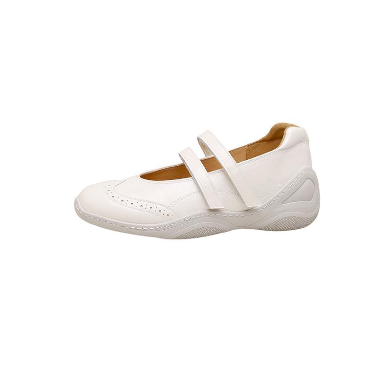 Square head niche design sports style ballet shoes women's new silver double belt thick sole light mouth Mary Jane women's shoes