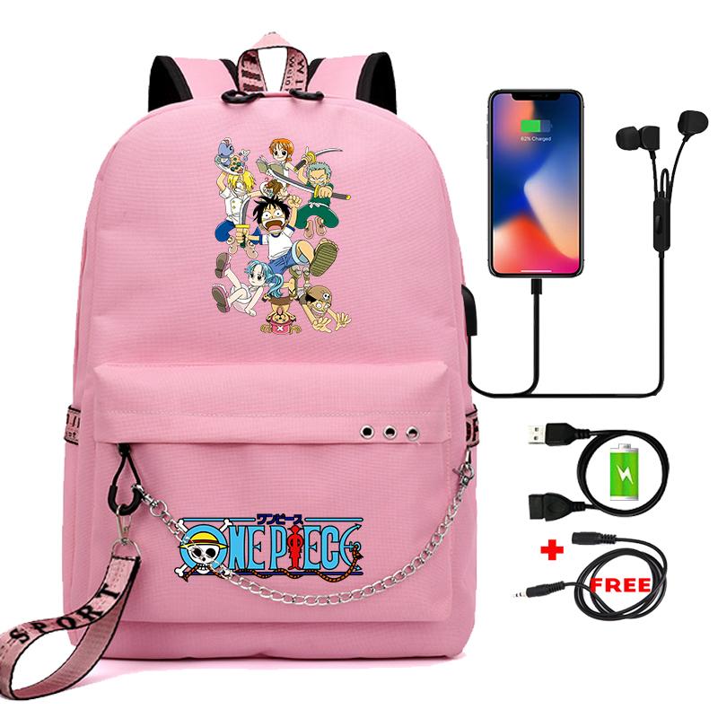 

Аніме One Piece Bookbag Підлітковий рюкзак Унісекс Шкільний ранець для хлопчика дівчинки Мультфільм Друк Рюкзак для ноутбука Назад до школи