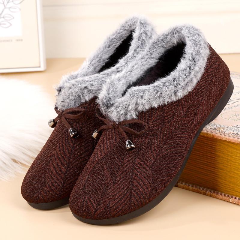 Winter New Middle-aged and Old Thickened Snow Boots Mother Cotton Shoes Velvet Women's Cotton Shoes Soft-soled Bow Women's Cotton Shoes