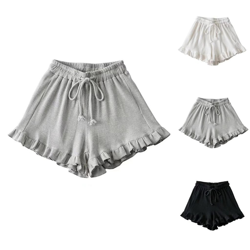 Women's Casual Lace Shorts Elastic Waist Sports Pants