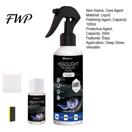 Minor Scratch Repair Polish Headlight Restoration Kit, Car Lens Cleaner for Yellow Haze, Mirror Shine UV Protection Remover, Restore Clarity