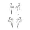 Silver Color Bowknot Drop Earrings for Women Girls Korean Hollow Bow Ear Studs