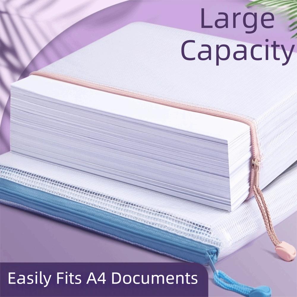 Clear Mesh Zipper Bags Waterproof File Pouch Essential Document Storage Bag Homework