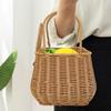 Brown Rattan Hand-Woven Carrying Basket Handmade Fruit Basket Bunny Easter Woven Basket  Restaurant
