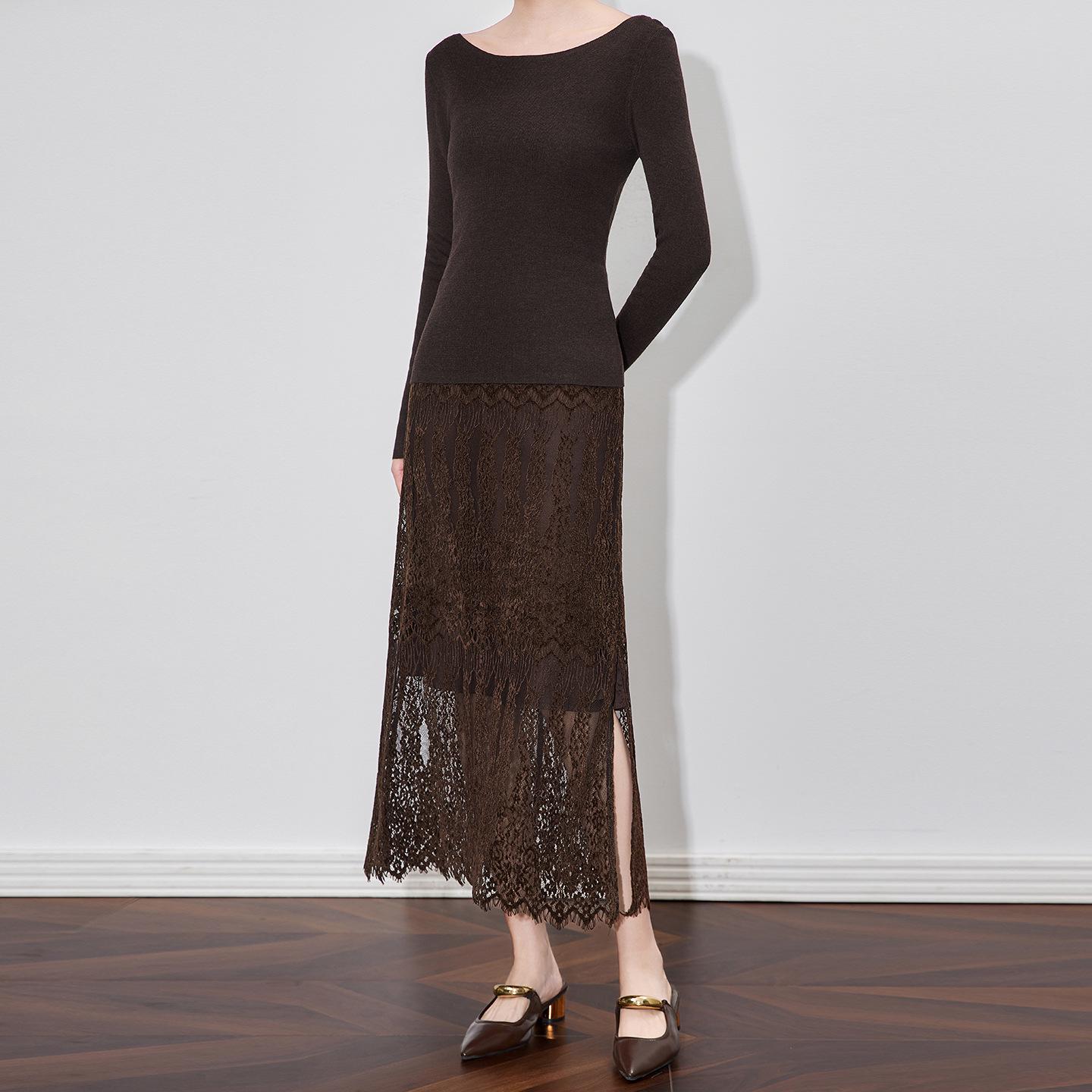 

Изысканная миди-юбка из шенильного кружева с ажурным узором и разрезом Large