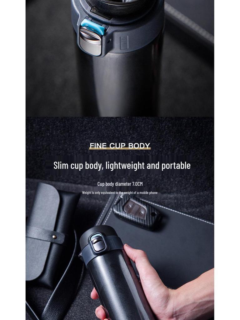 Double-Layer Vacuum Insulated 304 Stainless Steel Water Cup with Flip Lid - Portable & Thickened