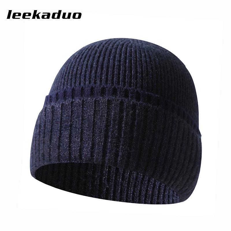 Rabbit Velvet Core-spun Yarn Knitted Hat Winter Couple Men's and Women's Thickened Wool Hat Two-color Double-flanged Casual Pullover Cold Hat