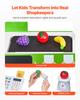 VEVOR Kids Grocery Store Playset, Wooden Play Market Stand with Shopping Bag, Kids Supermarket Pretend Play Store with Conveyor Belt, Scanner