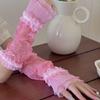 Delicate Rhinestones Embroidered Gloves Soft Nylon Arm Sleeves For Daily Fashion Evening Event