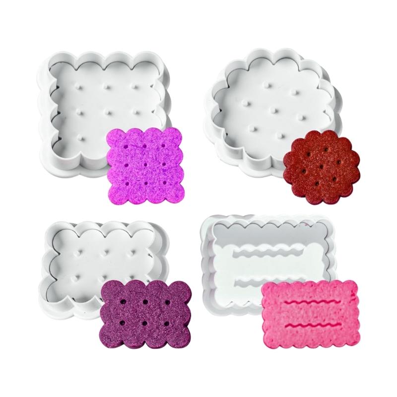 4Pcs Elegant Floral Edges Cookie Stamps Press Molds Set Decorative Cookie Cutter For Baking Decorative Dessert And Snacks 1