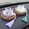 Chinese Style Lotus Crystal Car Ornament Realistic Crystal Lotus Decoration  Living Room
