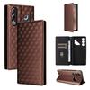 Cubic Grid Texture Flip Leather Phone Case