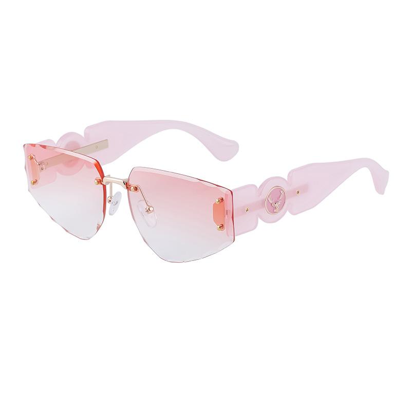 Frameless Trimmed Engraved Sunglasses Women'S Trendy Personality Wide Glasses Legs Sunglasses Men'S Glasses