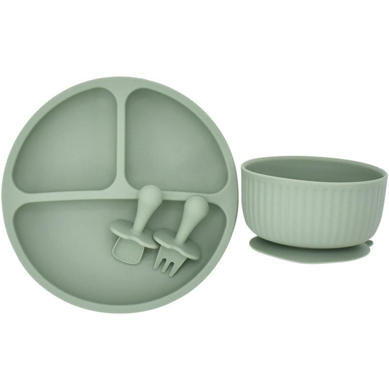 4Pcs/Set Silicone Baby Feeding Bowl BPA Free Waterproof Solid Color Dinner Plate With Sucker