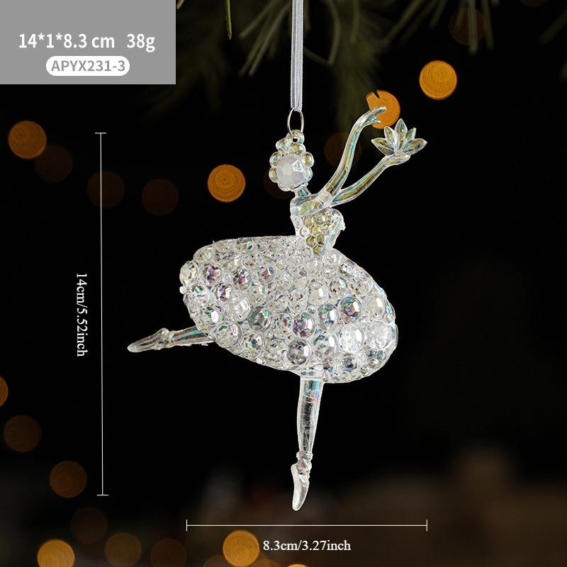 1pc New Christmas Tree Pendant Transparent Pumpkin Car Creative Bells Angel Girl Christmas Acrylic Decoration Supplies