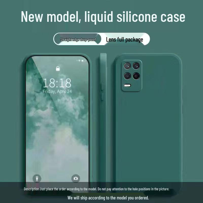 Realme Q3 Phone Case - Solid Color Rubik's Cube Liquid, Full Coverage, Drop Protection, Straight Edge Soft Case, New Model
