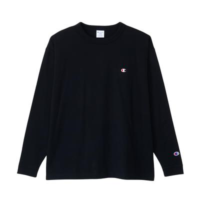 Champion Long Sleeve Crew Relaxed Drop Size XL Men's T-Shirt, Neck, 100% Cotton, One-Point Logo, Fit, Shoulder, Black, (C8-A409Z)