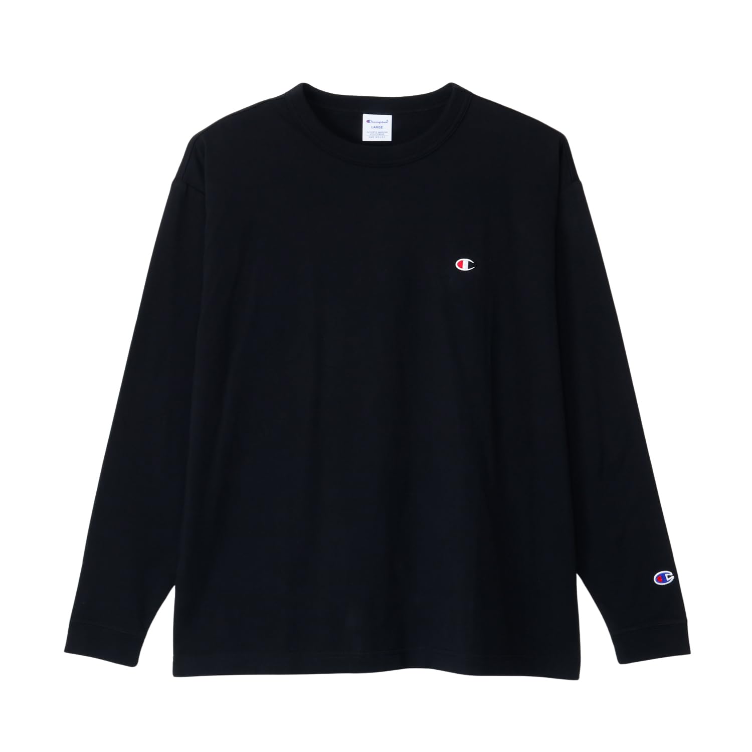 

Long Sleeve Long Round One Point Relaxed Drop Long Sleeve L [Champion] T-Shirt, Sleeve, Neck, 100% Cotton, Logo, Fit, Shoulder, T-Shirt, Men s чорний