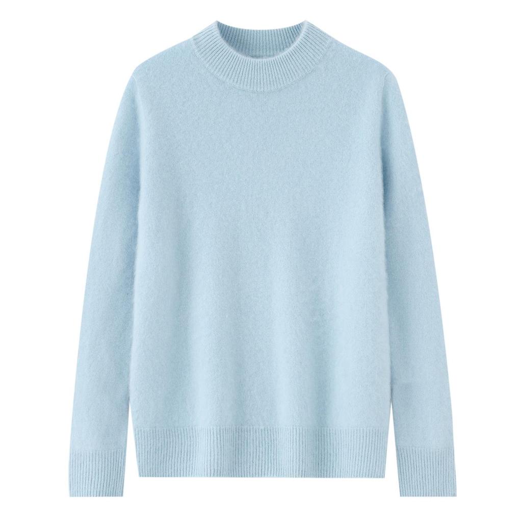 Men's Pure Wool Half-High Collar Thick Business Pullover Sweater - Loose Knit Base Layer